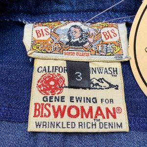 NEW VINTAGE Gene Ewing BIS Woman Wrinkled Rich California Denim Shirt Blouse